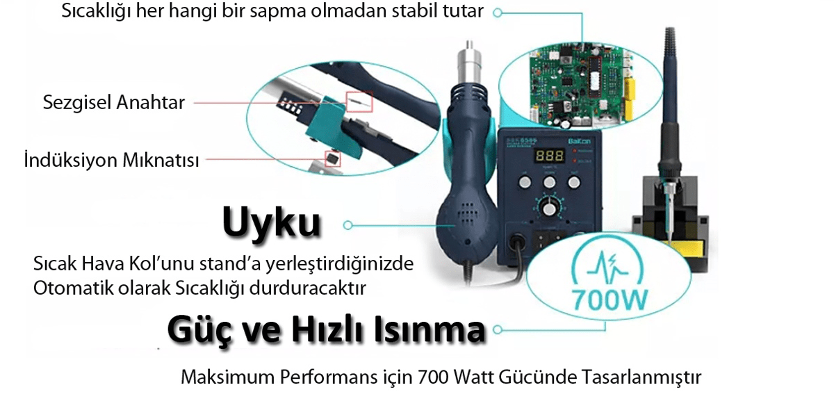 Bakon SBK8586 Intelligent 2 in 1 Havya İstasyonu